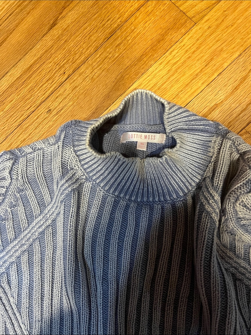Light Blue Ribbed Cropped Sweater - Picture 2 of 2